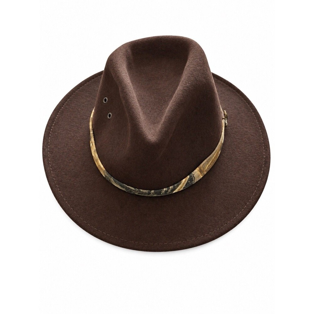 Vintage Ducks Unlimited Fedora Brown Wool Felt Hat One Size Adjustable- USA